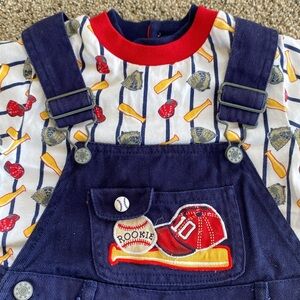 Baseball 24 month short-alls set.